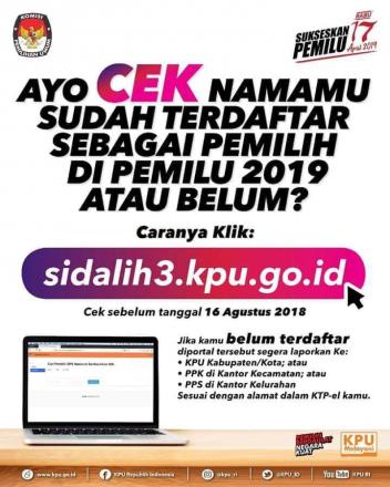 PASTIKAN NAMAMU SUDAH TERDAFTAR DI DPSHP DESA DLINGO UNTUK PEMILU 2019  